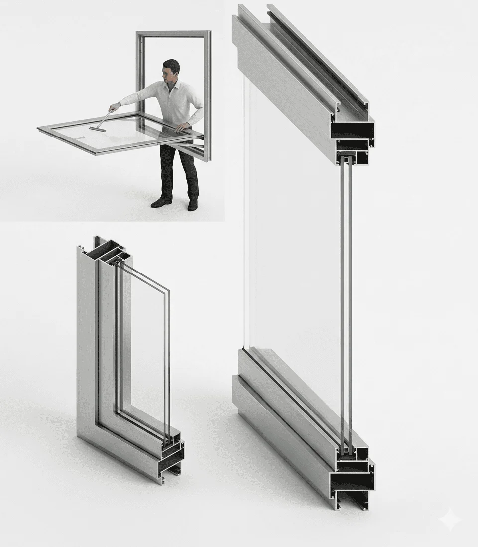 Ventana Proyectante Deslizante - Serie 14 x 35